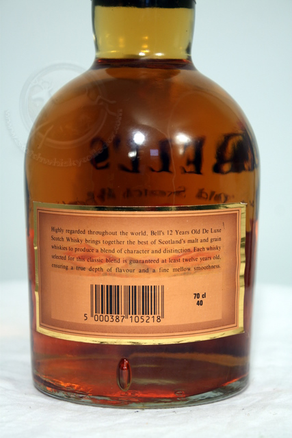 Bells 12 Year Old rear detailed image of bottle