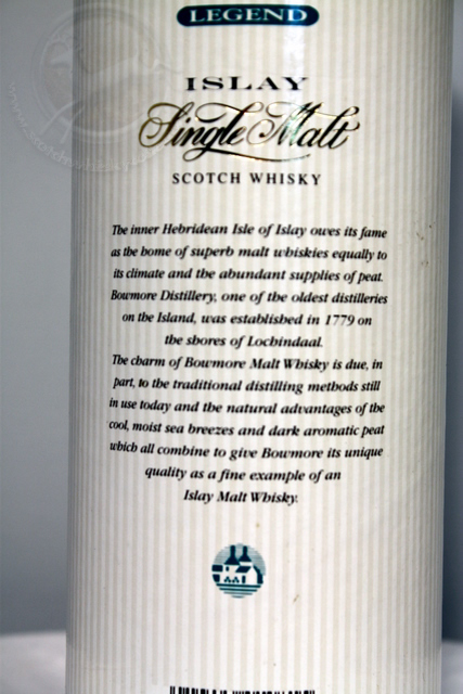 Bowmore Legend box rear detailed image