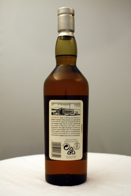 Clynelish 1972 rear image of bottle Clynelish 1972 image of bottle