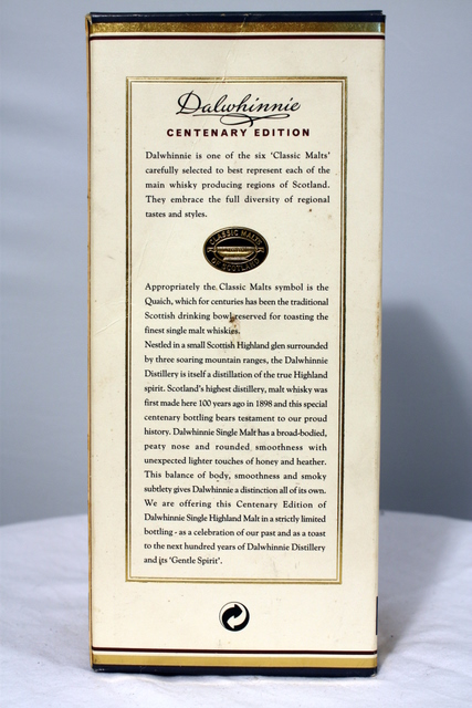 Dalwhinnie Centenary Edition box rear image