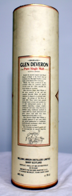 Glen Deveron 1987 box rear image