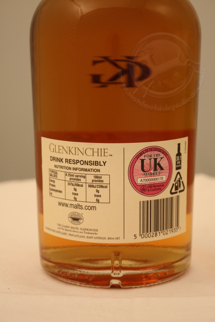 Glenkinchie 12 rear detailed image of bottle