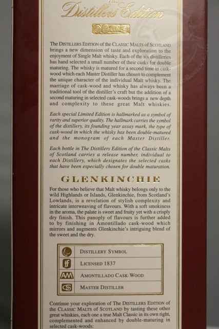 Glenkinchie 1991 box rear detailed image