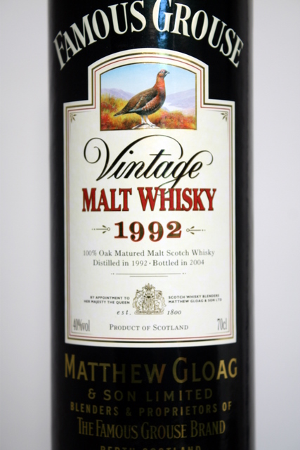 Famous Grouse Vintage 1992 box front detailed image