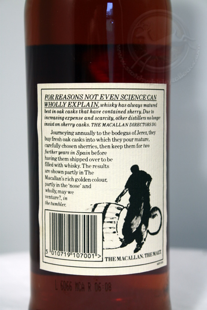 Macallan rear detailed image of bottle