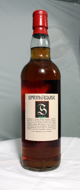 Springbank 12 rear image of bottle Springbank 12 image of bottle